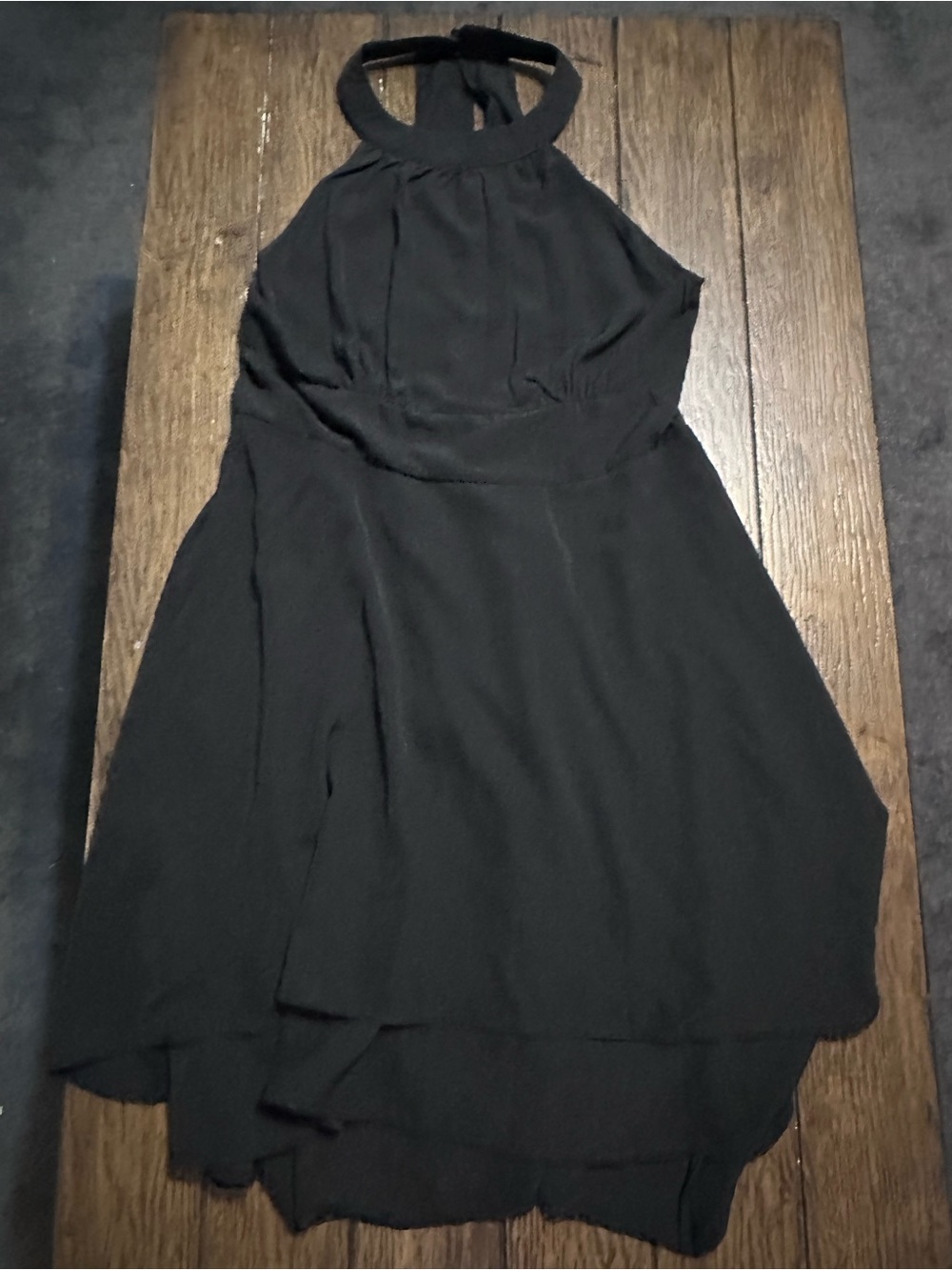 Women's Black Sleeveless Dress with Button Back